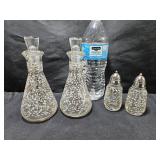 Hazel Atlas Speckled Cruets & S&P Shakers