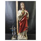 22 In Sacred Heart Statue & Cross