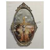 VTG Bubble Glass Framed Crucifix