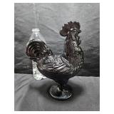 Beautiful BLK Glass Rooster Dish