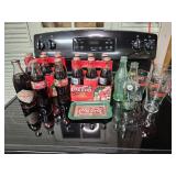 Coca Cola Bottles & Glasses In Tote