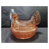 Peachy Hen On Nest Sm Chip Pictured