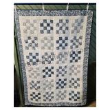 Signed Quilt Blue & Wht 47 x 65 See Pics
