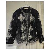 VTG BLK Velvet Quilted Jacket SZ L