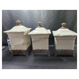 Chris Madden Canister Set W/Metal Bases