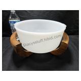 Glass Bowl & Teak Stand