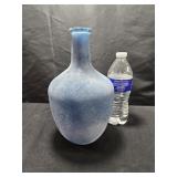 Blue Frosted Glass Bottle Vase