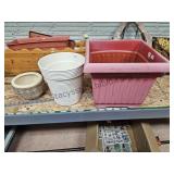 2 Ceramic Planters & Plastic Planter