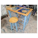 Metal Framed Table & 2 Stools 33x22x33