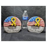 2 Garden Stones W/Flag Holes