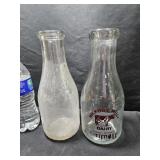2 Glass Milk Bottles