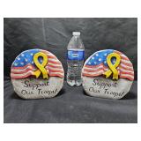 2 Garden Stones W/Flag Holes