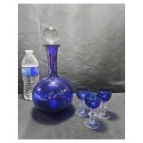 Cobalt Blue Decanter & Cordial Glasses