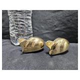 2 Brass Mouse Paperweights