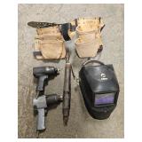 Air Tools, Welding Mask & Tool Belt Untested