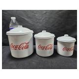Enamelware Coke Canisters