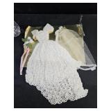 VTG Crochet Barbie Wedding Dress ,Veil
