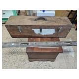 Old Wood Saw Box, Saws And Levels
