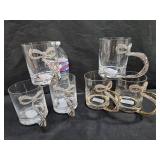 Silver & Gold Bling Bow Handle Glass Mugs
