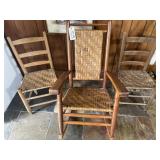 Rocking Chair & 2 Straight Back Chairs