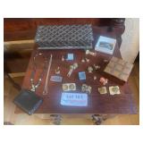 Box lot of Menï¿½s Cuff Links, Tie tacs, Necklaces
