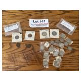 (4) Indian Head Pennies, (19) Buffalo Nickels