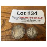 1921 Morgan Dollar, 1945 Half Dollar