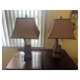 Set of table lamps, Faux wood with nail head trim