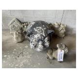 Lg Chalk Pig Bank, Yard Dï¿½cor, Concrete Dog