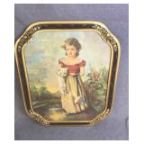 Polychrome frame girl w/cat print