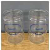 Pair glass dr shop grafco gauze jars