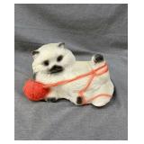 10" Concrete kitten with yarn statue