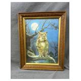 Unique owl print wood frame