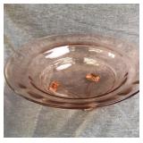 12" Pink depression glass fruit bowl
