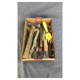 Misc tool lot, sledge hammer, hatchet, etc