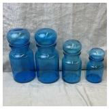 Belgium blue glass canister set
