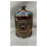 Imperial glass hobstar carnival cookie jar