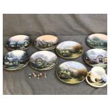 Thomas Kinkade, 9 plates, cup & saucer, 5 figures