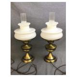 15" Pr. Brass Table Lamps WORKS