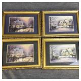 4 Thomas Kinkade prints 9"x6"