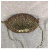Sequin peacock feather purse