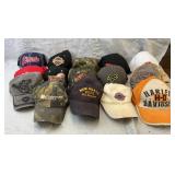 15 vintage hats-harley davidson, etc
