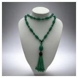 Antique jade glass teardrop oriental necklace