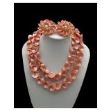 MC pink shell & pearl necklace earring set