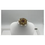 Topaz rhinestone brooch