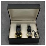 Genuine diamond quartz menï¿½s & ladies watch set
