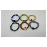 6 bold color glass beaded bracelets