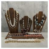 14 vintage necklaces abalone, pearl etc