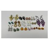 16 pairs vintage earrings-lucite, enamel, etc