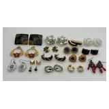 16 pairs vintage earrings-amethyst, lucite etc